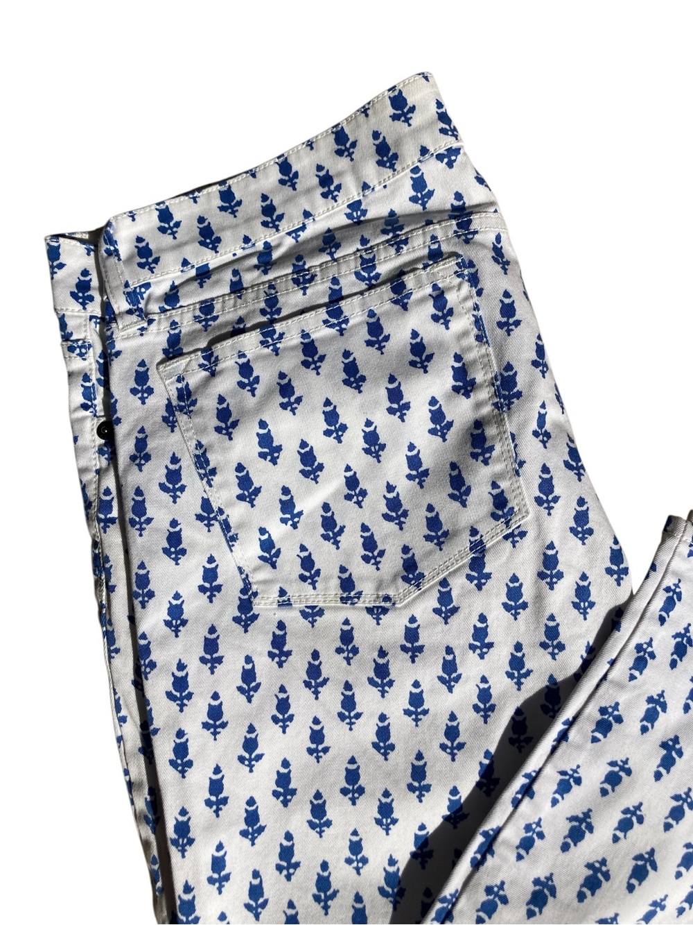 J.Crew Toothpick Jeans Size 29 Blue White Thistle Print Skinny Ankle Coastal - Picture 3 of 7